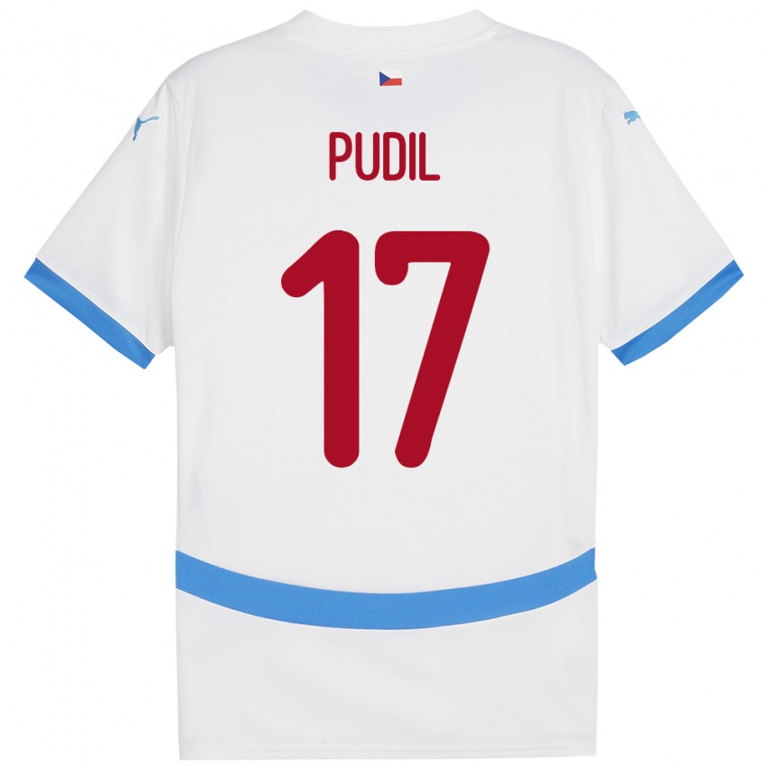 Herren Tschechien Milos Pudil #17 Weiß Auswärtstrikot Trikot 24-26 T-Shirt