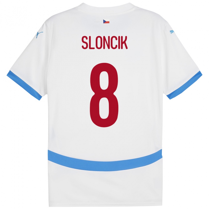 Herren Tschechien Simon Sloncik #8 Weiß Auswärtstrikot Trikot 24-26 T-Shirt
