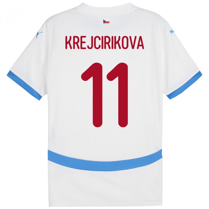 Herren Tschechien Tereza Krejčiříková #11 Weiß Auswärtstrikot Trikot 24-26 T-Shirt