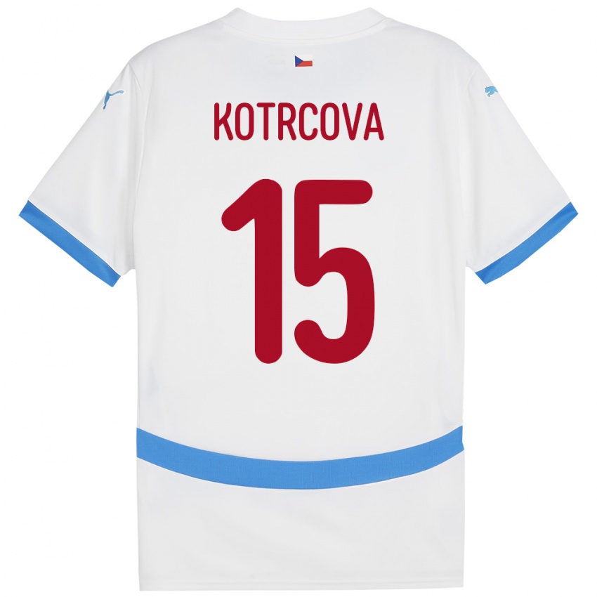 Herren Tschechien Kateřina Kotrčová #15 Weiß Auswärtstrikot Trikot 24-26 T-Shirt