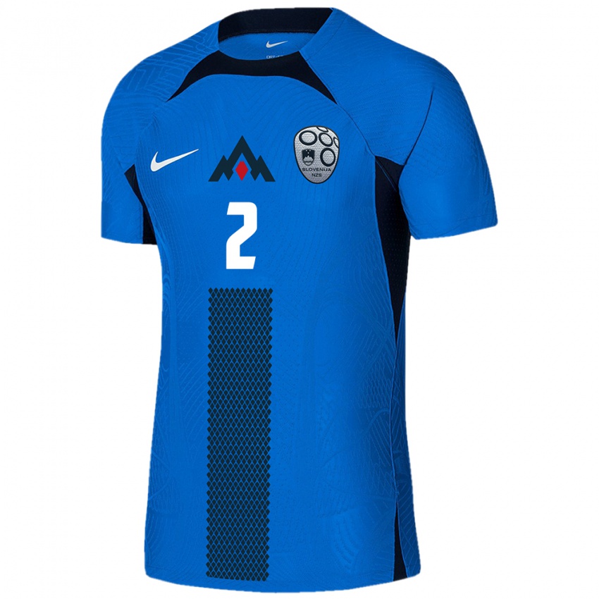 Herren Slowenien Gal Miklus Senekovic #2 Blau Auswärtstrikot Trikot 24-26 T-Shirt