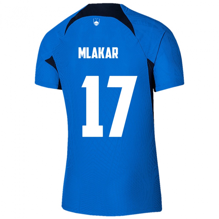 Herren Slowenien Jan Mlakar #17 Blau Auswärtstrikot Trikot 24-26 T-Shirt
