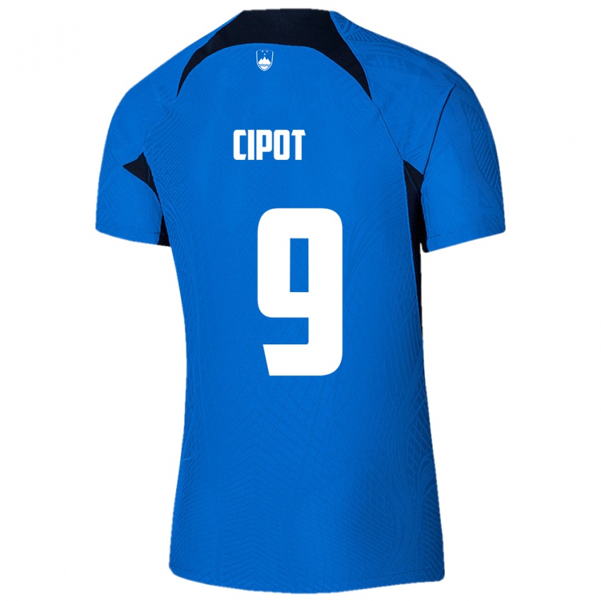 Herren Slowenien Tio Cipot #9 Blau Auswärtstrikot Trikot 24-26 T-Shirt