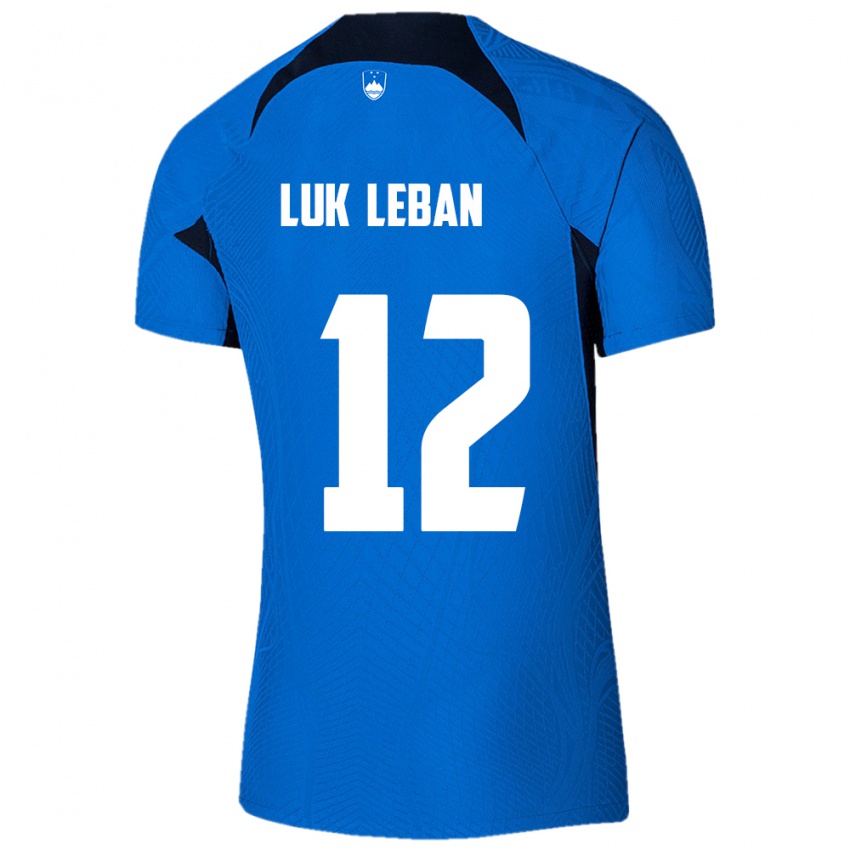 Herren Slowenien Zan Luk Leban #12 Blau Auswärtstrikot Trikot 24-26 T-Shirt