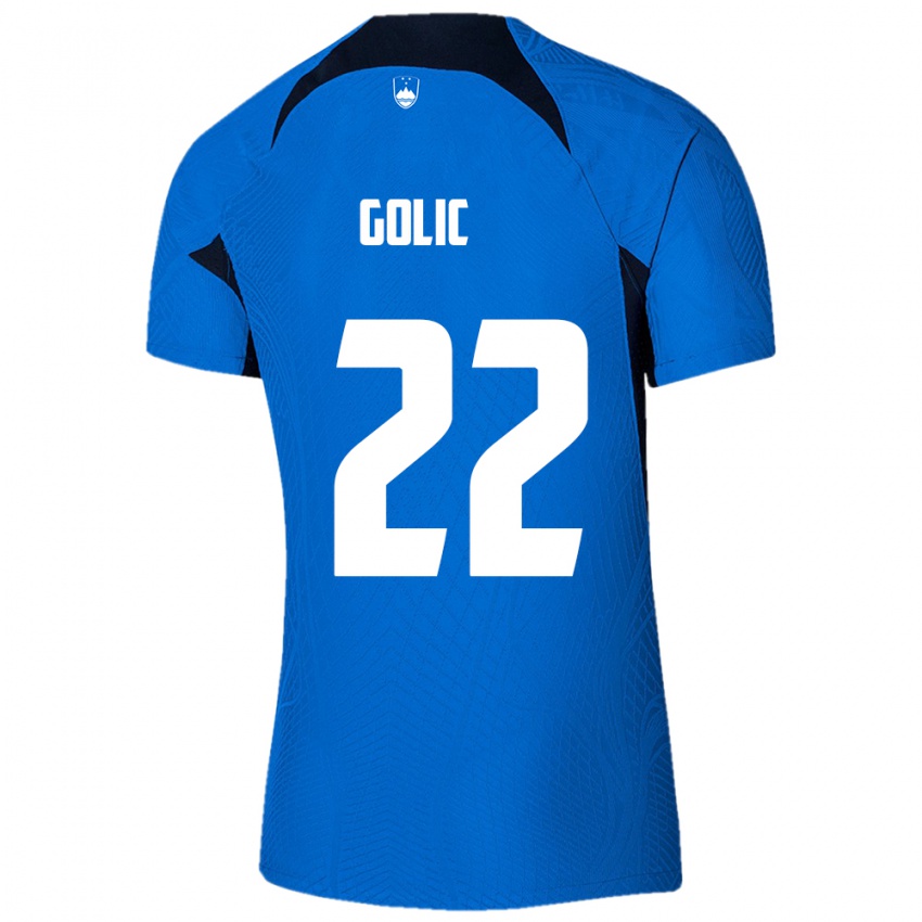 Herren Slowenien Tilen Golic #22 Blau Auswärtstrikot Trikot 24-26 T-Shirt