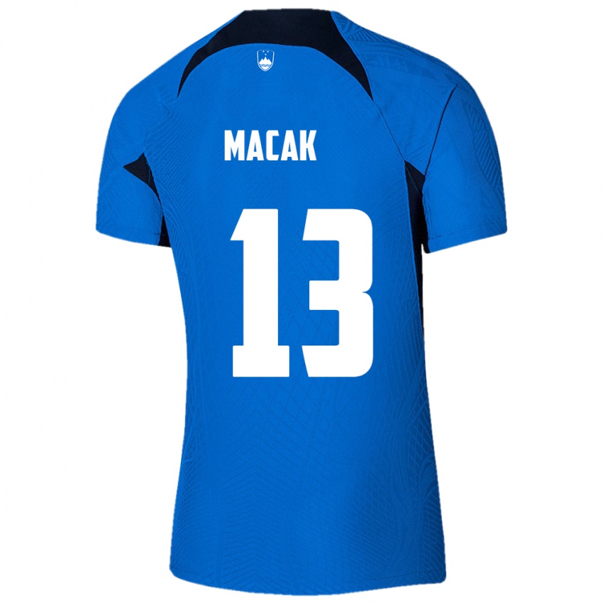 Herren Slowenien Tian Macak #13 Blau Auswärtstrikot Trikot 24-26 T-Shirt