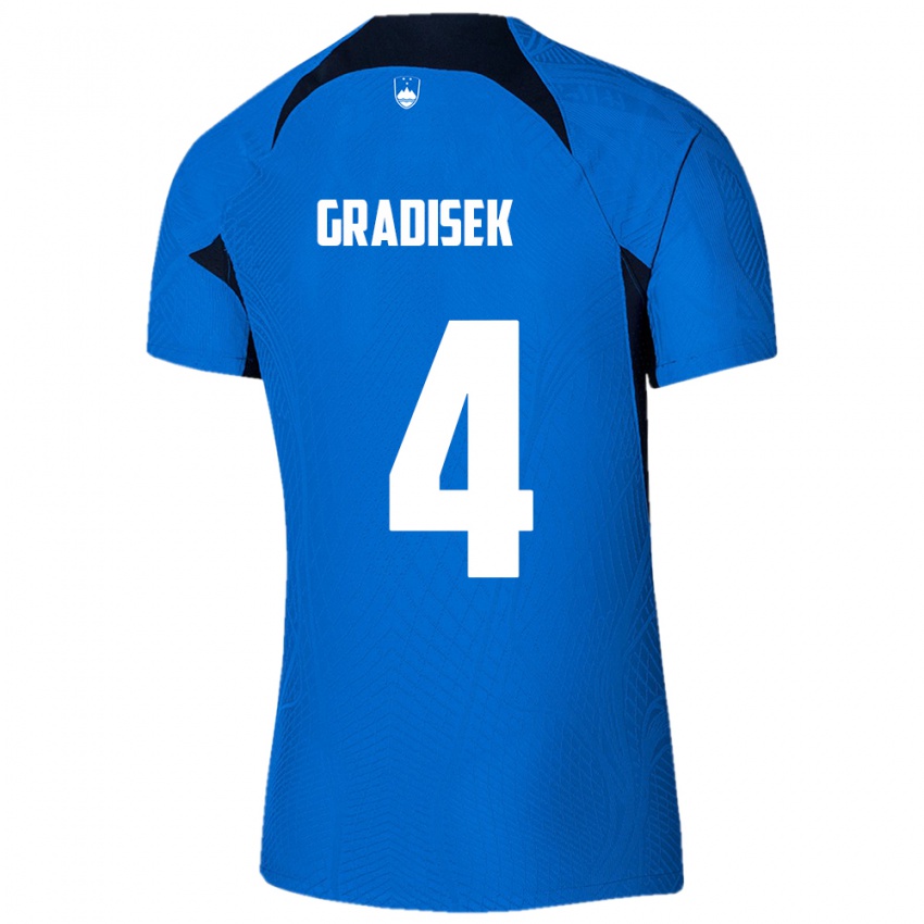 Herren Slowenien Sara Gradišek #4 Blau Auswärtstrikot Trikot 24-26 T-Shirt