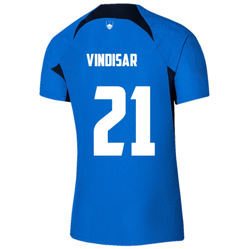 Herren Slowenien Zala Vindišar #21 Blau Auswärtstrikot Trikot 24-26 T-Shirt