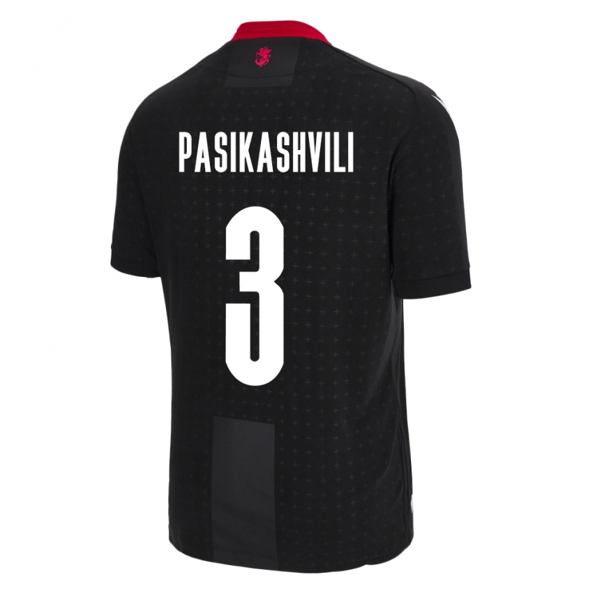 Herren Georgien Nino Pasikashvili #3 Schwarz Auswärtstrikot Trikot 24-26 T-Shirt