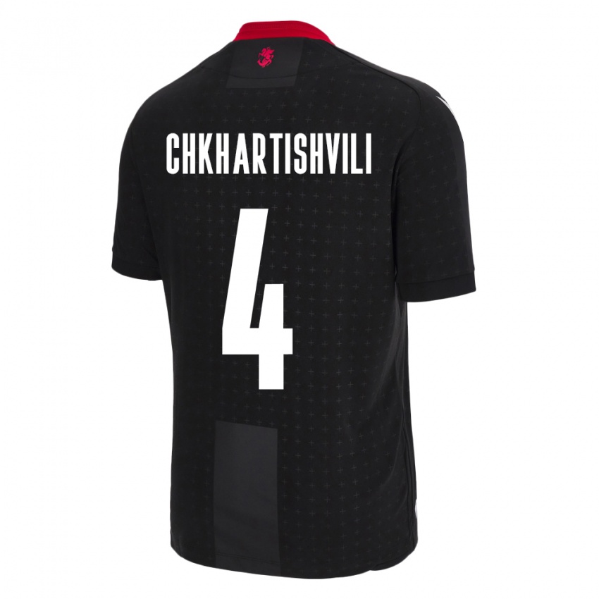 Herren Georgien Nino Chkhartishvili #4 Schwarz Auswärtstrikot Trikot 24-26 T-Shirt