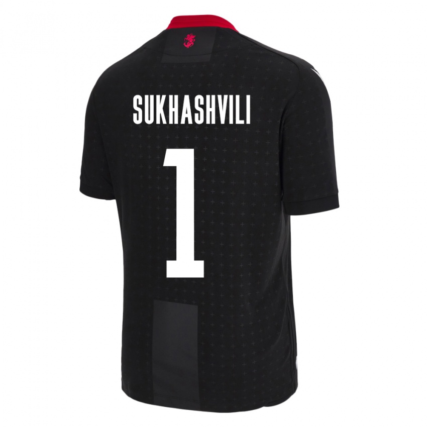 Herren Georgien Teona Sukhashvili #1 Schwarz Auswärtstrikot Trikot 24-26 T-Shirt