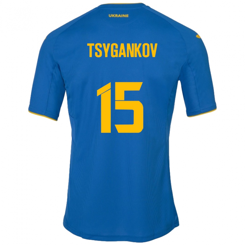 Herren Ukraine Viktor Tsygankov #15 Blau Auswärtstrikot Trikot 24-26 T-Shirt