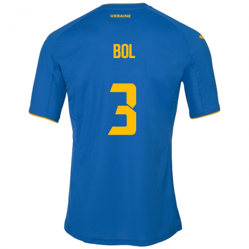 Herren Ukraine Anton Bol #3 Blau Auswärtstrikot Trikot 24-26 T-Shirt