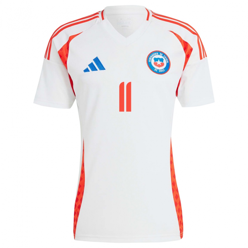 Herren Chile Yessenia López #11 Weiß Auswärtstrikot Trikot 24-26 T-Shirt