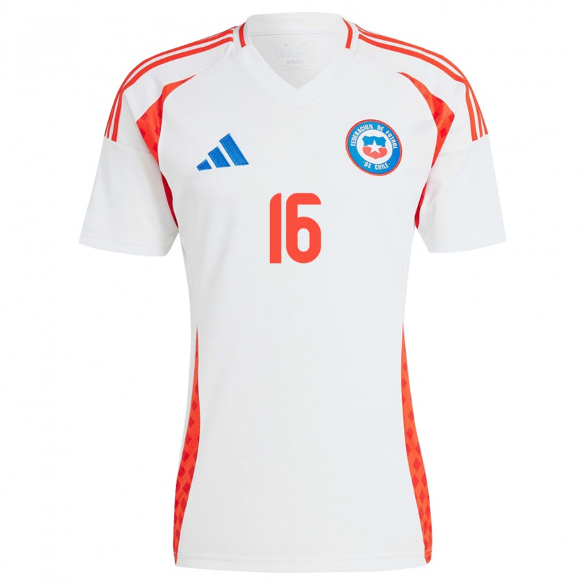 Herren Chile Isidora Olave #16 Weiß Auswärtstrikot Trikot 24-26 T-Shirt