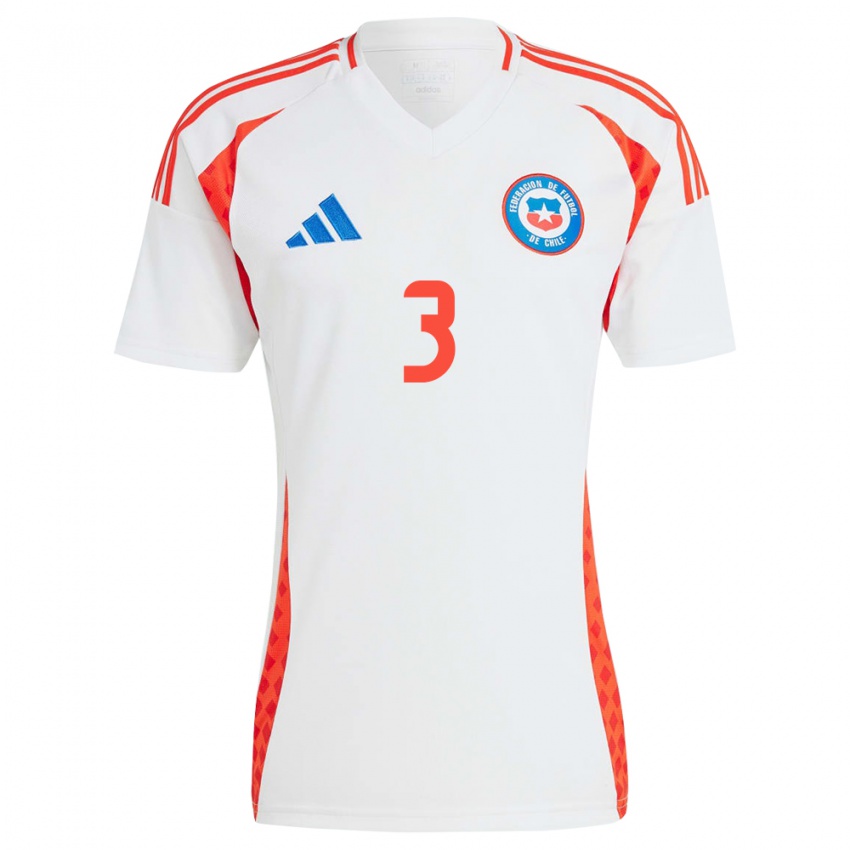 Herren Chile Iván Román #3 Weiß Auswärtstrikot Trikot 24-26 T-Shirt