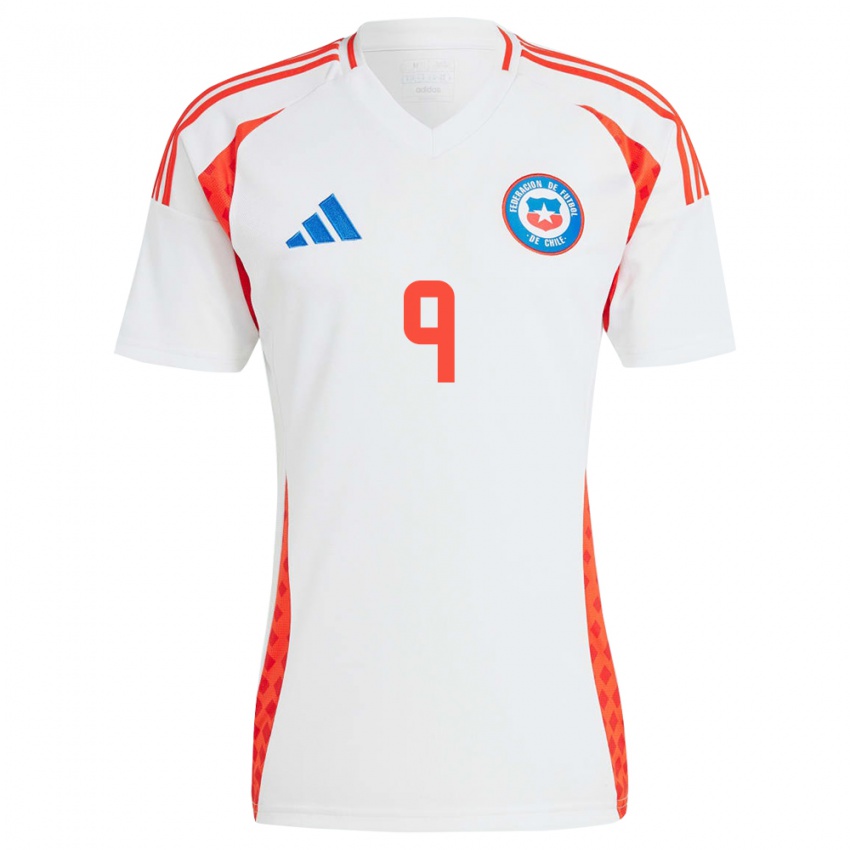 Herren Chile Axel Cerda #9 Weiß Auswärtstrikot Trikot 24-26 T-Shirt