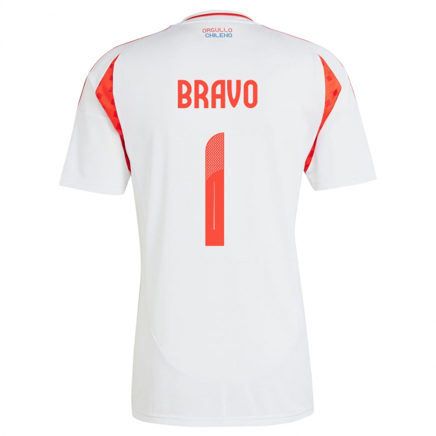 Herren Chile Claudio Bravo #1 Weiß Auswärtstrikot Trikot 24-26 T-Shirt