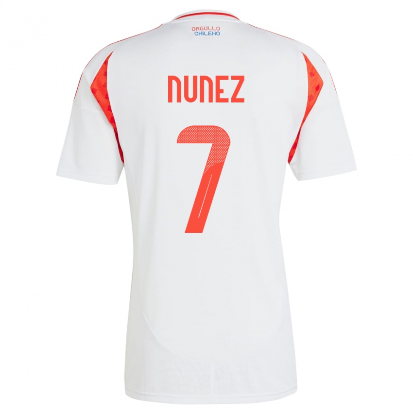 Herren Chile Marcelino Núñez #7 Weiß Auswärtstrikot Trikot 24-26 T-Shirt