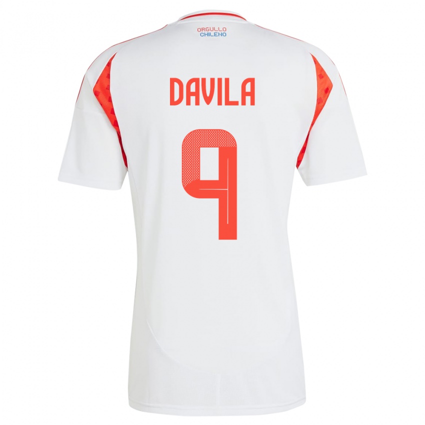 Herren Chile Víctor Dávila #9 Weiß Auswärtstrikot Trikot 24-26 T-Shirt