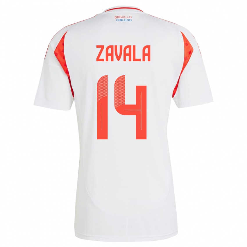 Herren Chile Cristián Zavala #14 Weiß Auswärtstrikot Trikot 24-26 T-Shirt