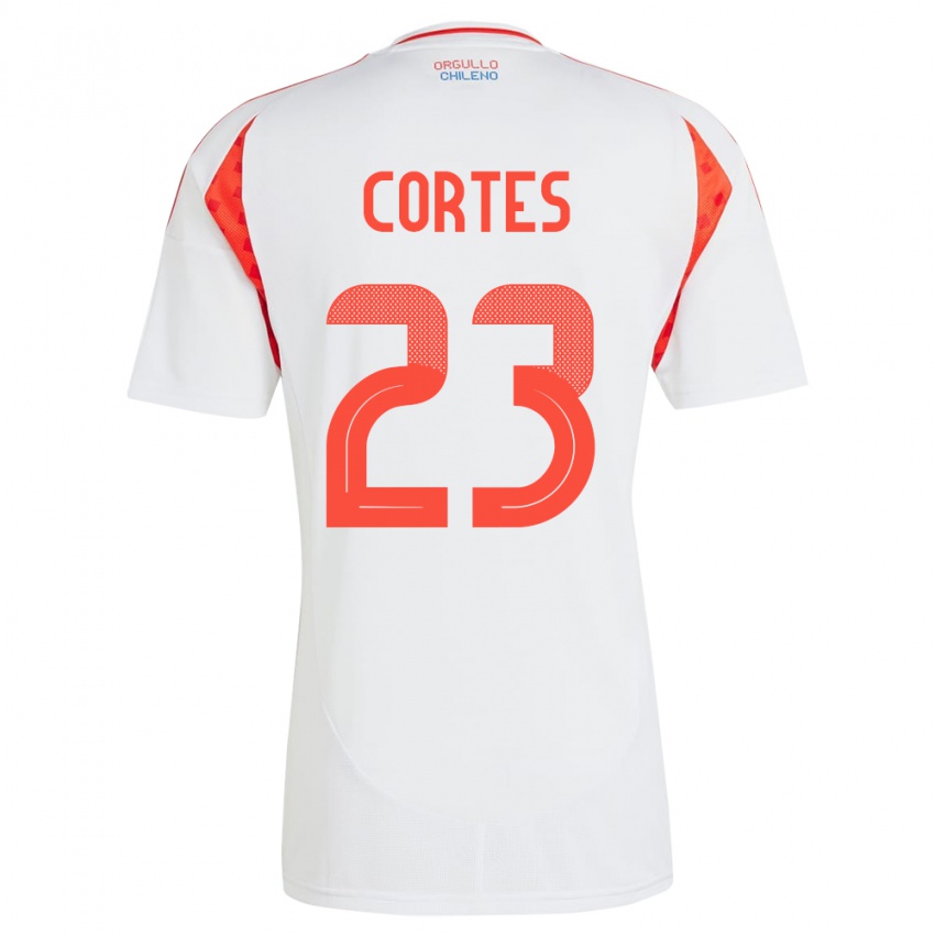 Herren Chile Brayan Cortés #23 Weiß Auswärtstrikot Trikot 24-26 T-Shirt