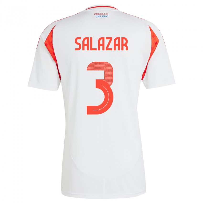 Herren Chile Yahir Salazar #3 Weiß Auswärtstrikot Trikot 24-26 T-Shirt