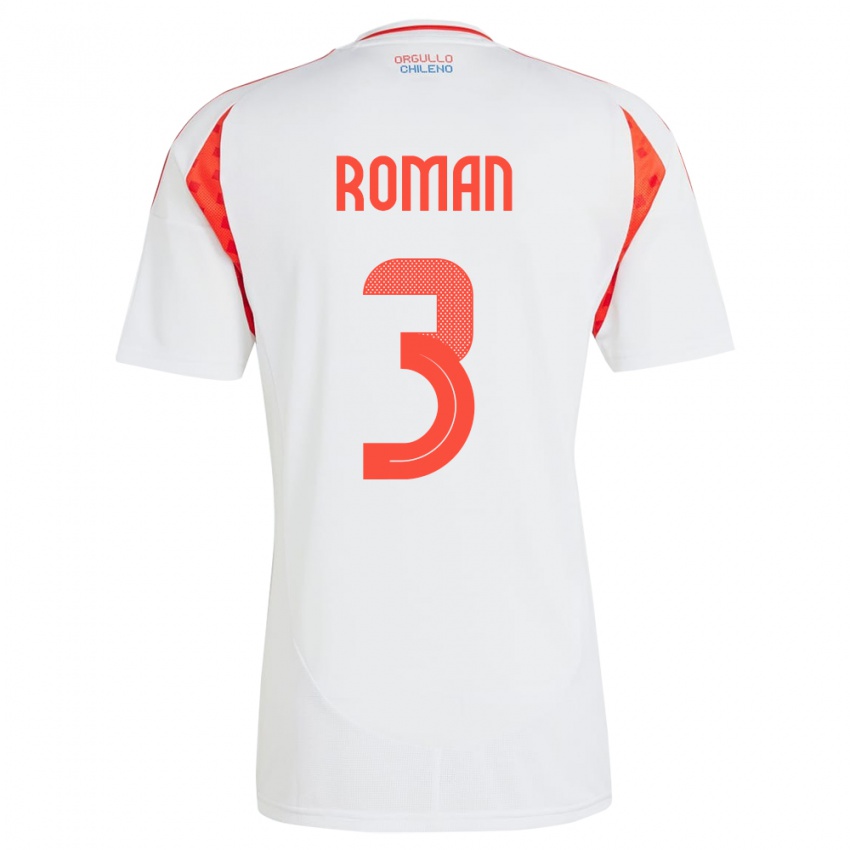 Herren Chile Iván Román #3 Weiß Auswärtstrikot Trikot 24-26 T-Shirt