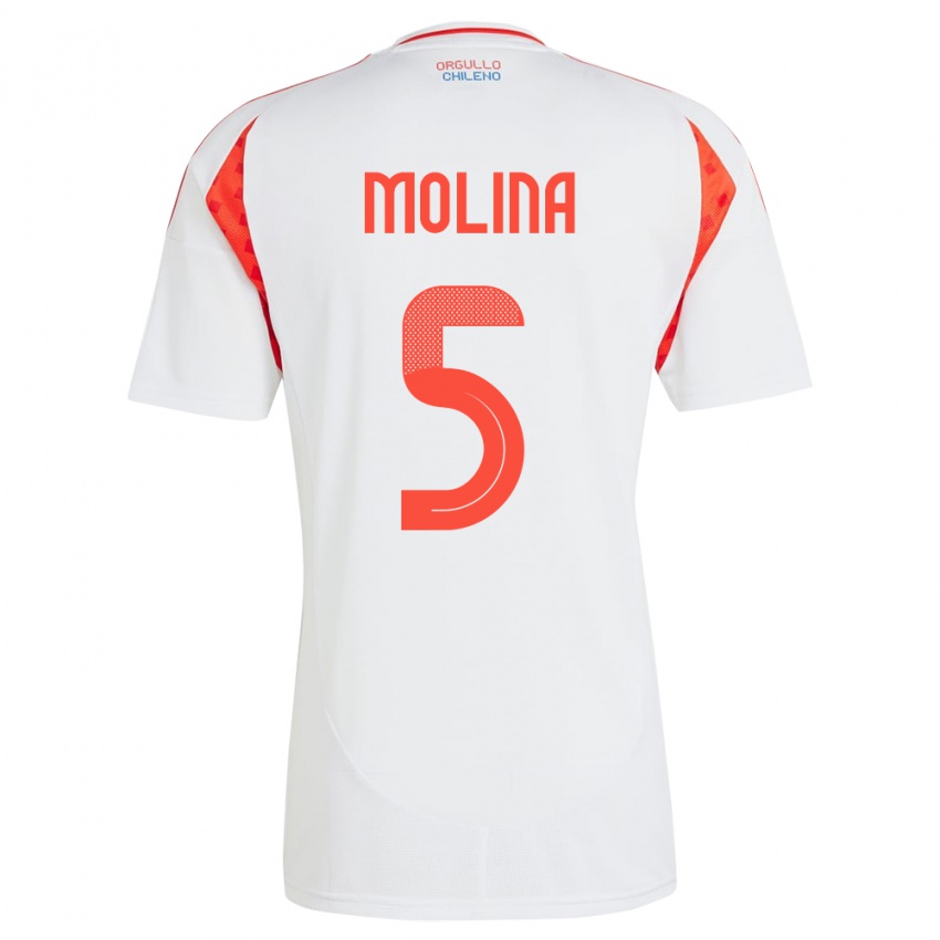 Herren Chile Benjamín Molina #5 Weiß Auswärtstrikot Trikot 24-26 T-Shirt