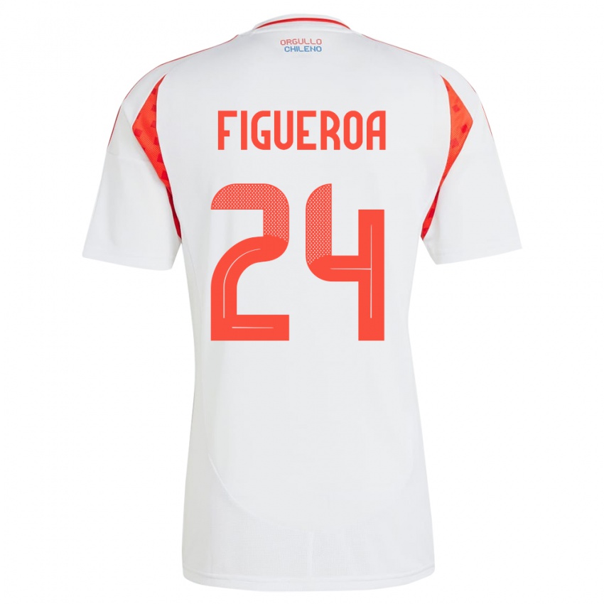 Herren Chile Ámbar Figueroa #24 Weiß Auswärtstrikot Trikot 24-26 T-Shirt