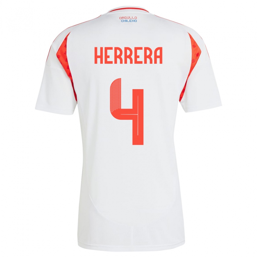 Herren Chile Claudia Herrera #4 Weiß Auswärtstrikot Trikot 24-26 T-Shirt