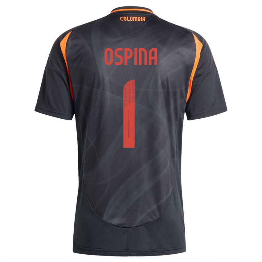 Herren Kolumbien David Ospina #1 Schwarz Auswärtstrikot Trikot 24-26 T-Shirt