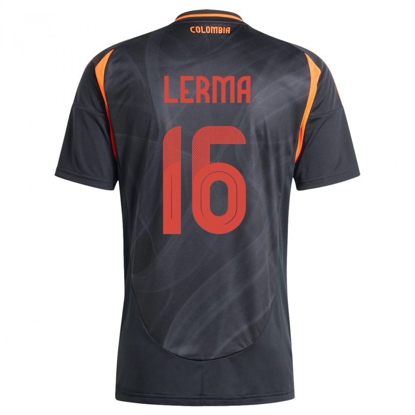 Herren Kolumbien Jefferson Lerma #16 Schwarz Auswärtstrikot Trikot 24-26 T-Shirt