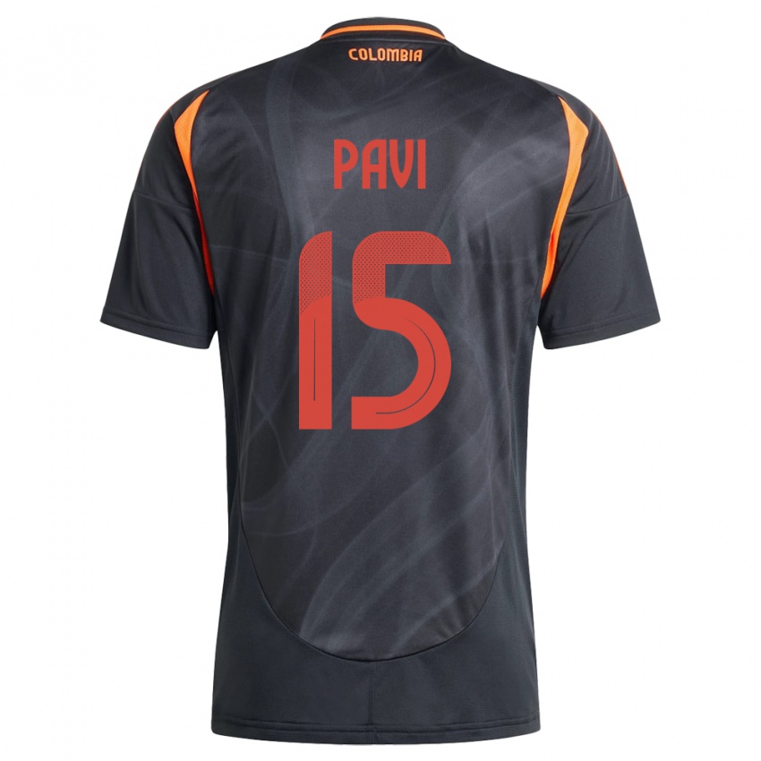 Herren Kolumbien Manuela Paví #15 Schwarz Auswärtstrikot Trikot 24-26 T-Shirt