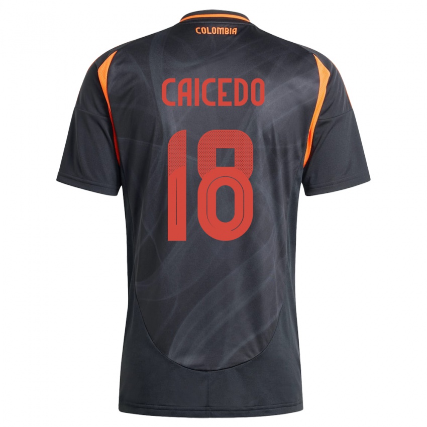 Herren Kolumbien Linda Caicedo #18 Schwarz Auswärtstrikot Trikot 24-26 T-Shirt