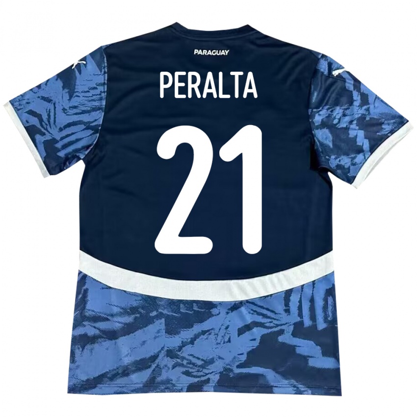 Herren Paraguay Fabrizio Peralta #21 Blau Auswärtstrikot Trikot 24-26 T-Shirt