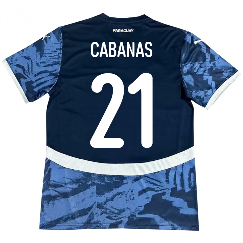 Herren Paraguay Víctor Cabañas #21 Blau Auswärtstrikot Trikot 24-26 T-Shirt