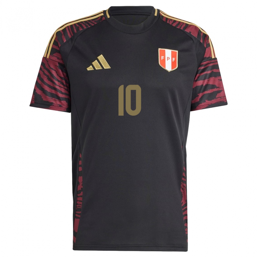 Herren Peru Thiago Salinas #10 Schwarz Auswärtstrikot Trikot 24-26 T-Shirt