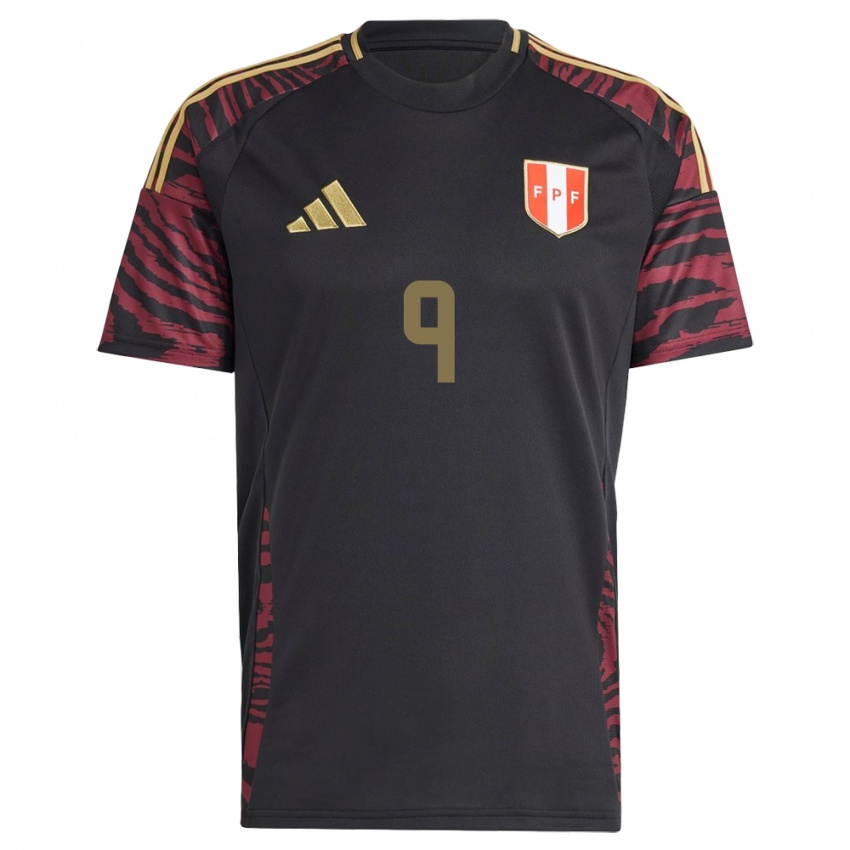 Herren Peru Paolo Guerrero #9 Schwarz Auswärtstrikot Trikot 24-26 T-Shirt