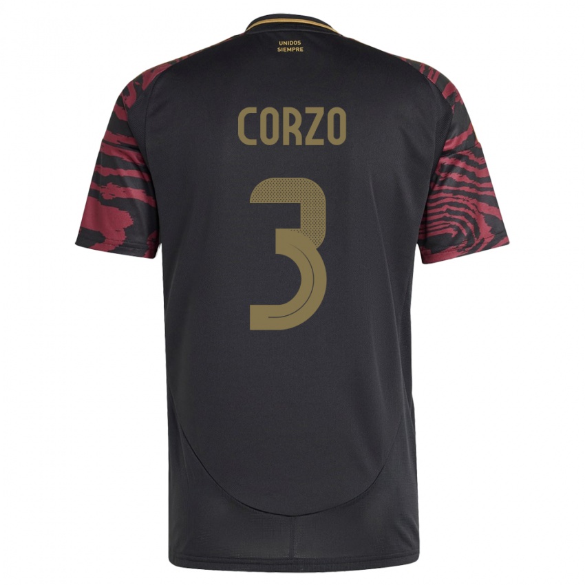 Herren Peru Aldo Corzo #3 Schwarz Auswärtstrikot Trikot 24-26 T-Shirt