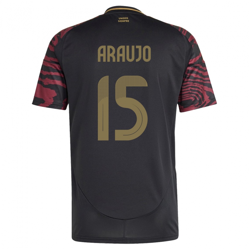 Herren Peru Miguel Araujo #15 Schwarz Auswärtstrikot Trikot 24-26 T-Shirt