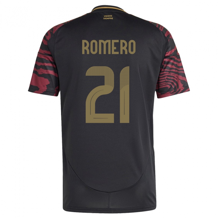 Herren Peru Diego Romero #21 Schwarz Auswärtstrikot Trikot 24-26 T-Shirt