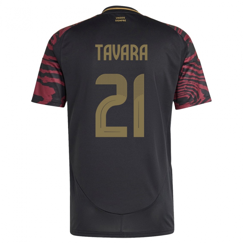 Herren Peru Martín Távara #21 Schwarz Auswärtstrikot Trikot 24-26 T-Shirt