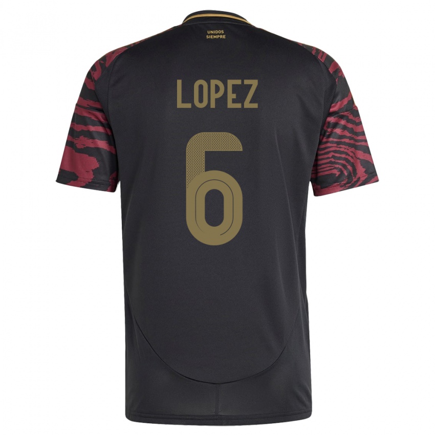 Herren Peru Marcos López #6 Schwarz Auswärtstrikot Trikot 24-26 T-Shirt