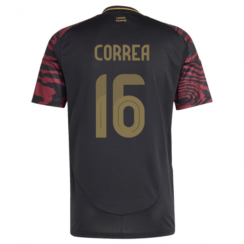 Herren Peru Eslyn Correa #16 Schwarz Auswärtstrikot Trikot 24-26 T-Shirt