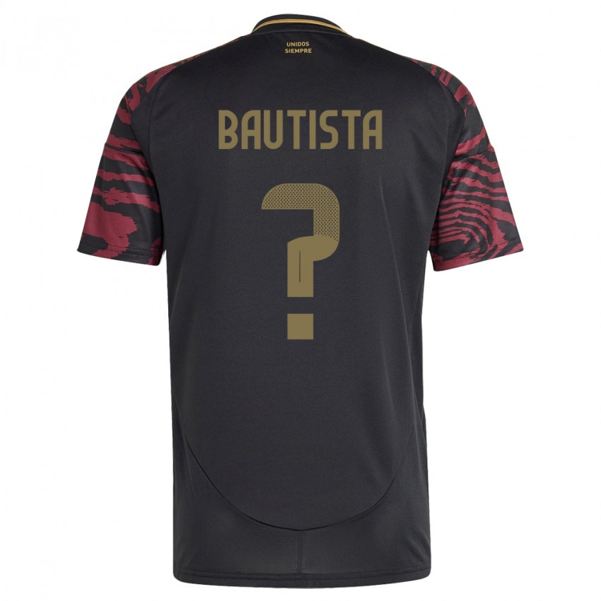 Herren Peru César Bautista #0 Schwarz Auswärtstrikot Trikot 24-26 T-Shirt