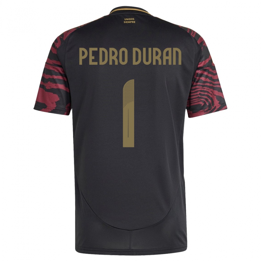 Herren Peru Juan Pedro Durán #1 Schwarz Auswärtstrikot Trikot 24-26 T-Shirt