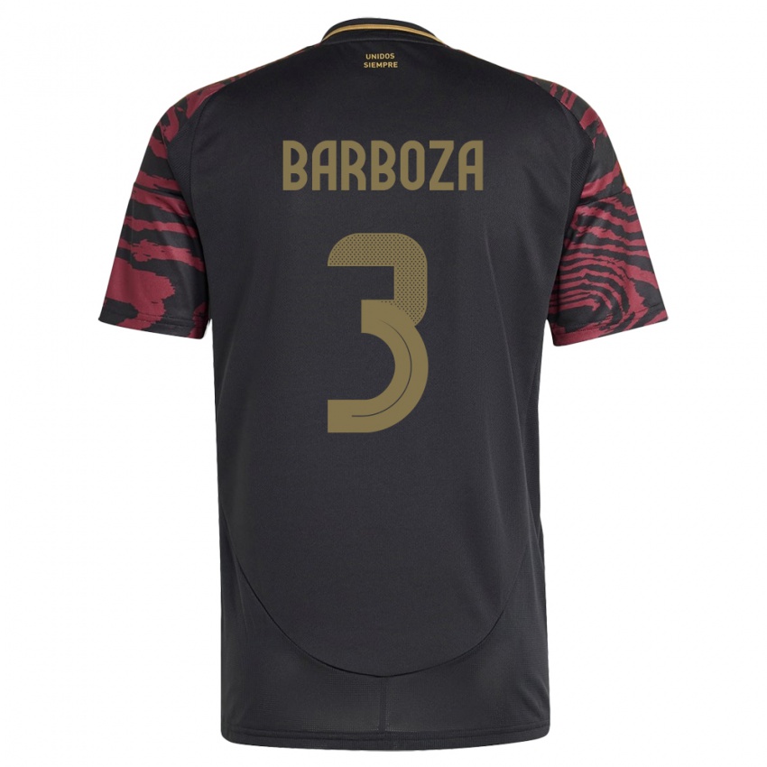 Herren Peru Matías Barboza #3 Schwarz Auswärtstrikot Trikot 24-26 T-Shirt