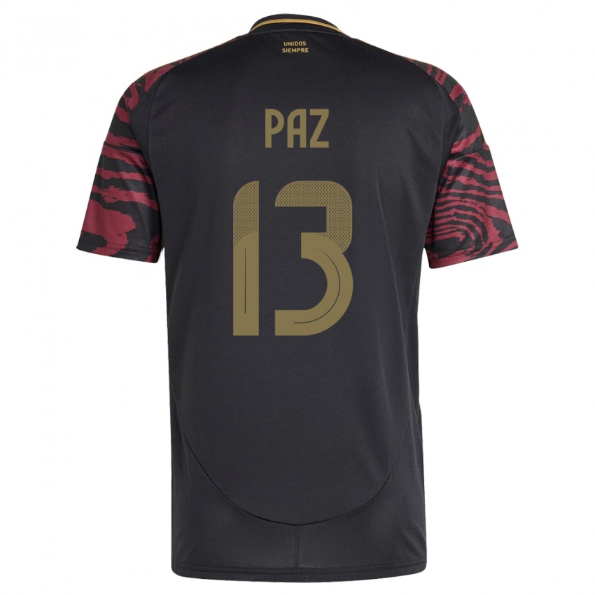 Herren Peru Braidy Paz #13 Schwarz Auswärtstrikot Trikot 24-26 T-Shirt