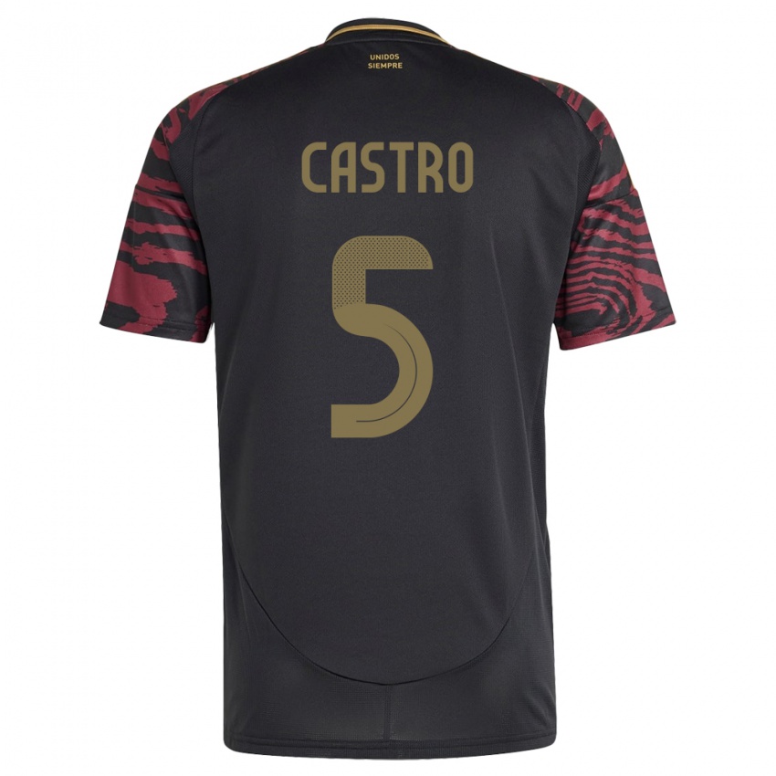 Herren Peru Rosa Castro #5 Schwarz Auswärtstrikot Trikot 24-26 T-Shirt